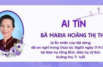 Ai tín: Ân nhân qua đời – Bà Maria Hoàng Thị The