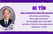 Ai tín: Ân nhân qua đời – Ông Phanxicô Nguyễn Quang Anh